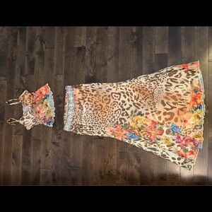 SHEIN Leopard Floral Two-Piece Dress Set